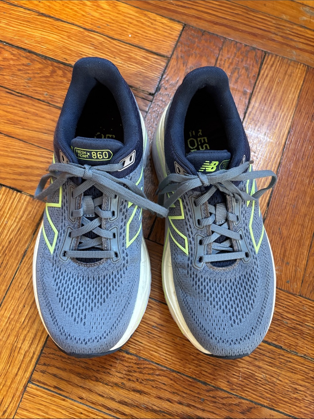 New Balance Women’s 860v14 Sneakers — Gray with Neon Yellow Accents